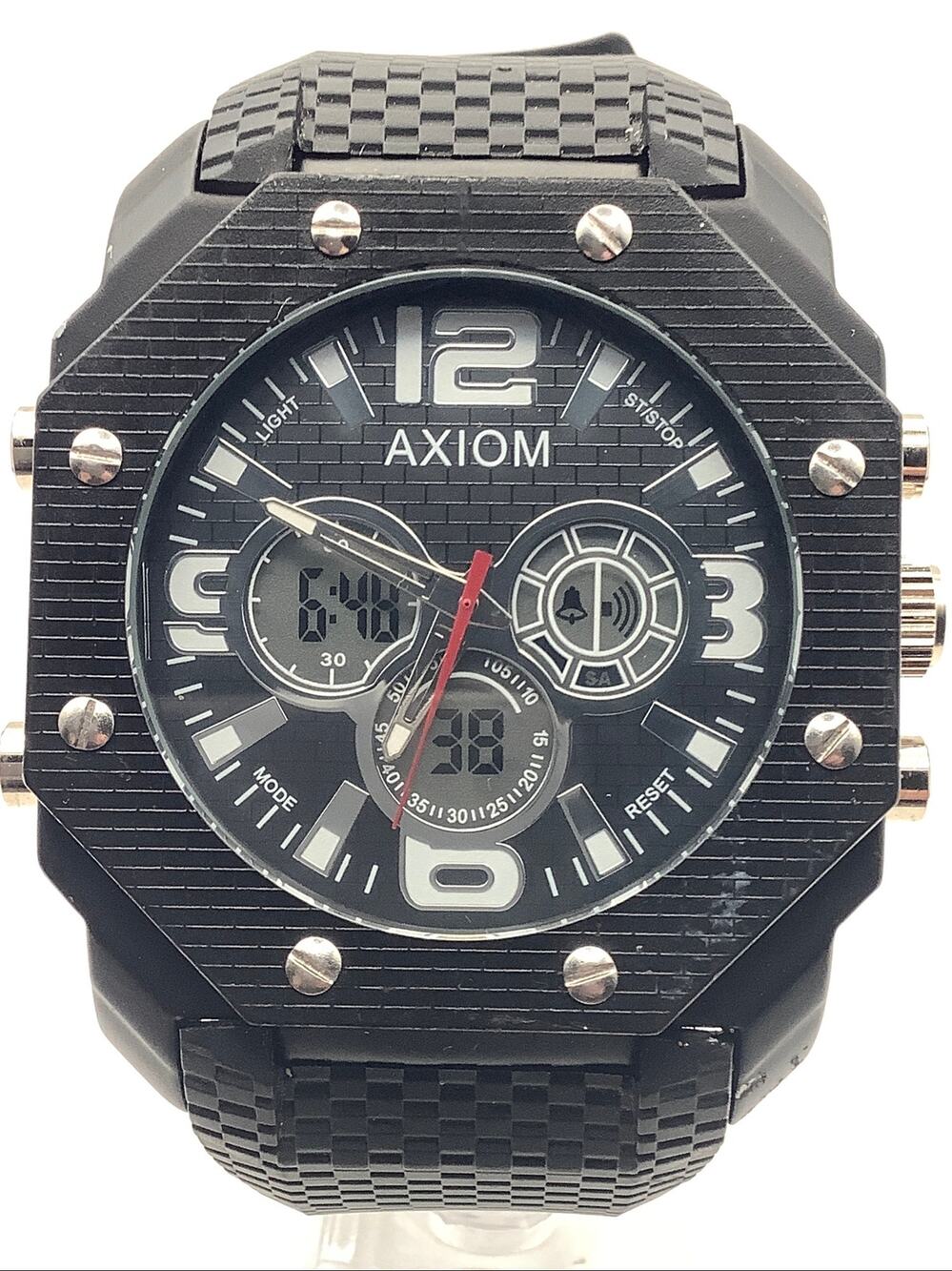 AXIOM Mens Tactical Digital Analog Dual Display Watch 52mm Black Resin